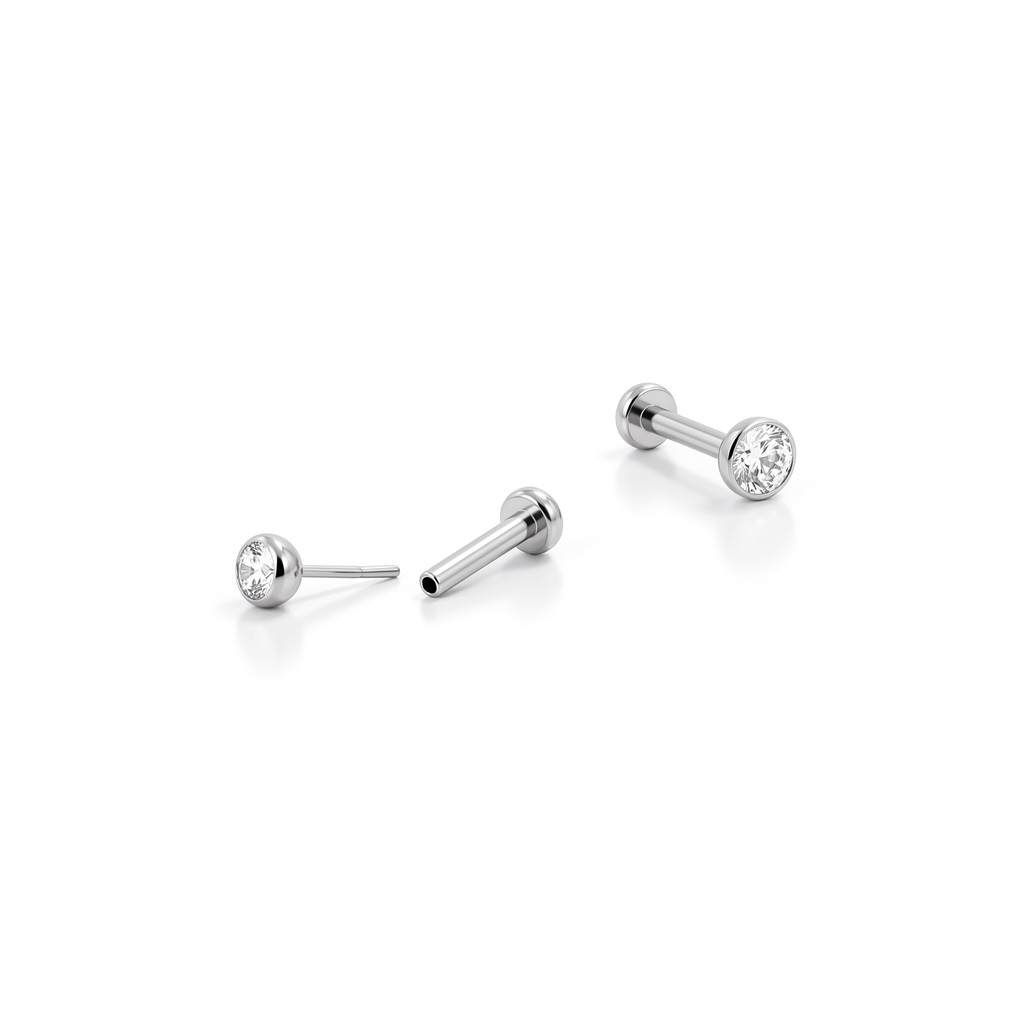 Labret push-in en titanio con brillante engastado