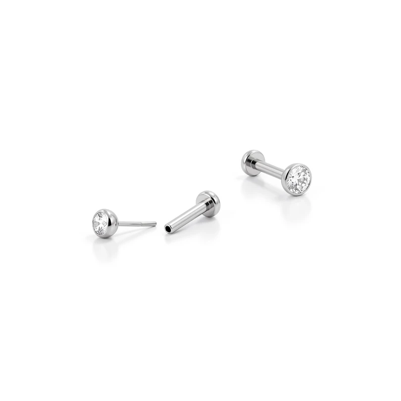 Labret push-in en titanio con brillante engastado