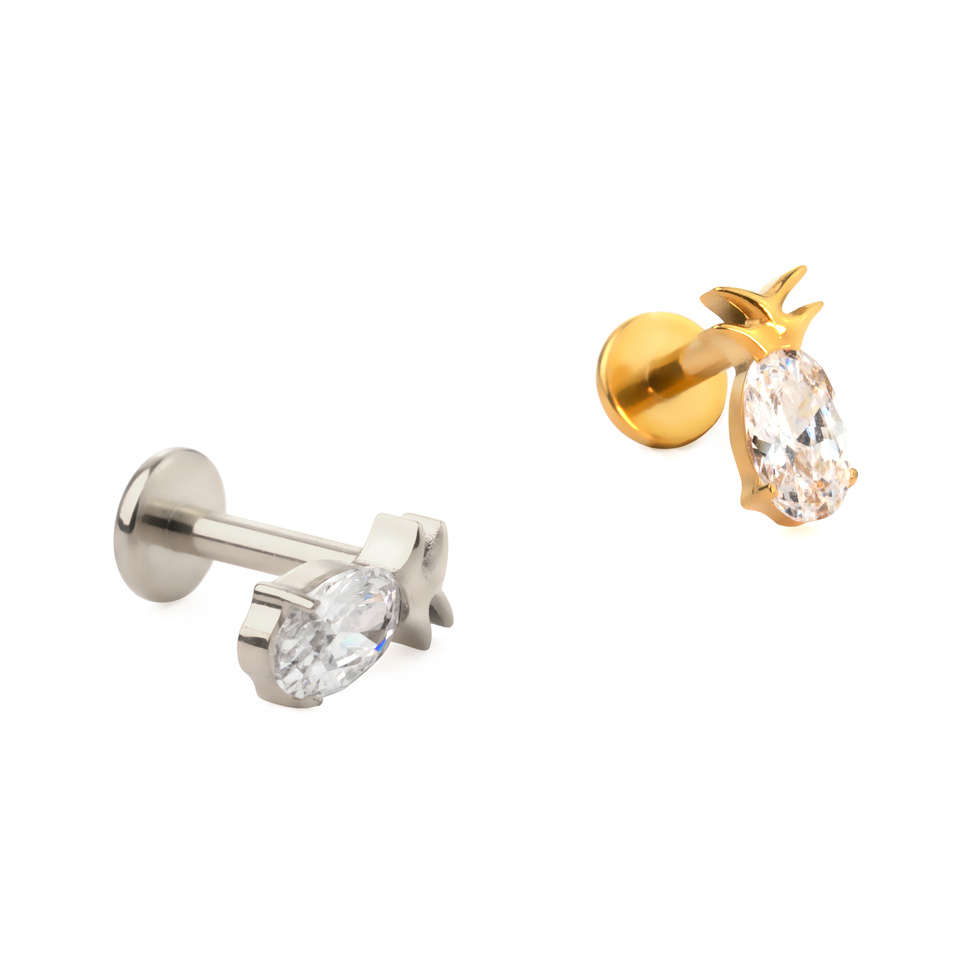 Labret de titanio con adorno de piña