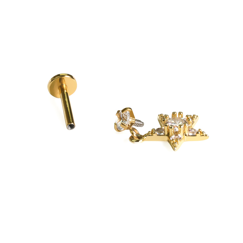 Labret con estrella colgante y piedras