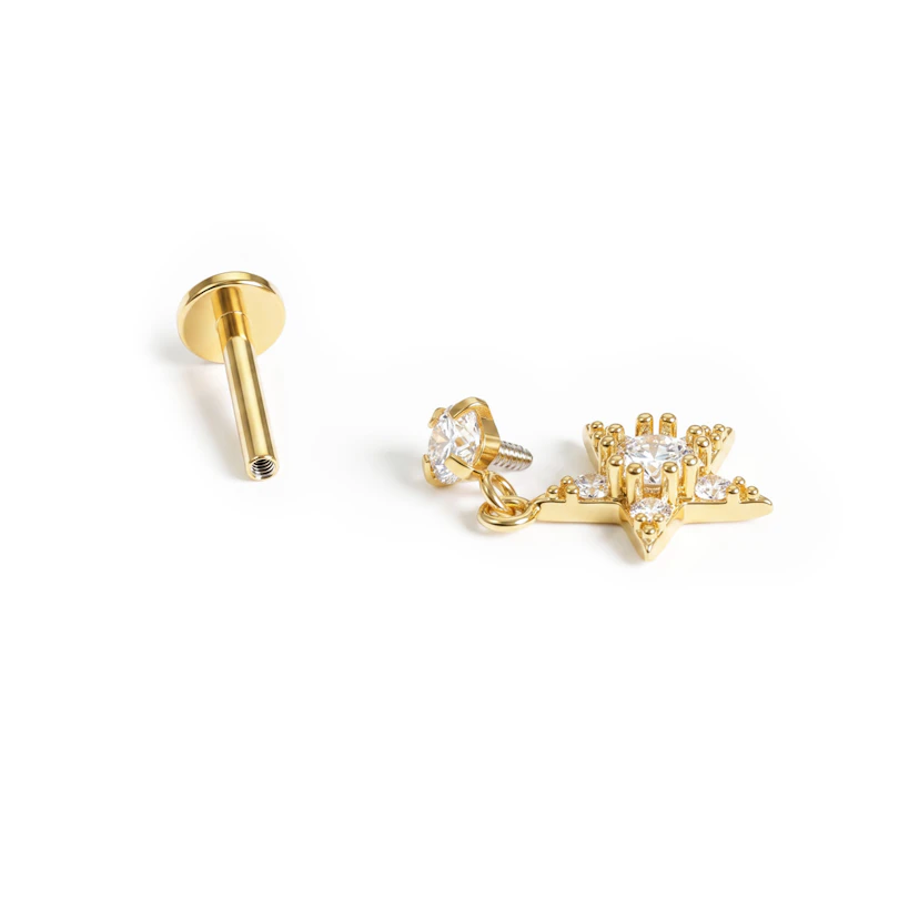 Labret con estrella colgante y piedras