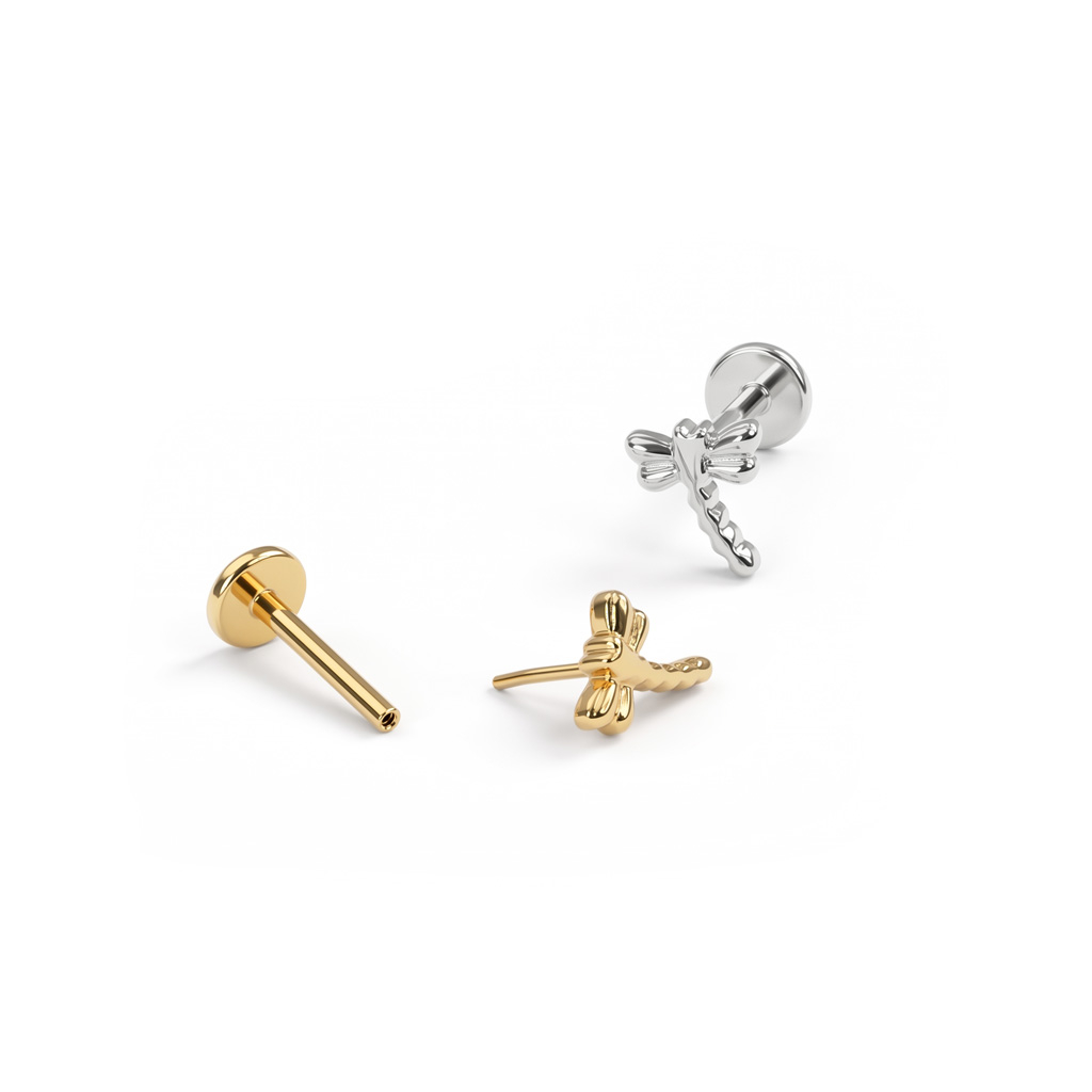 Labret de titanio con libélula