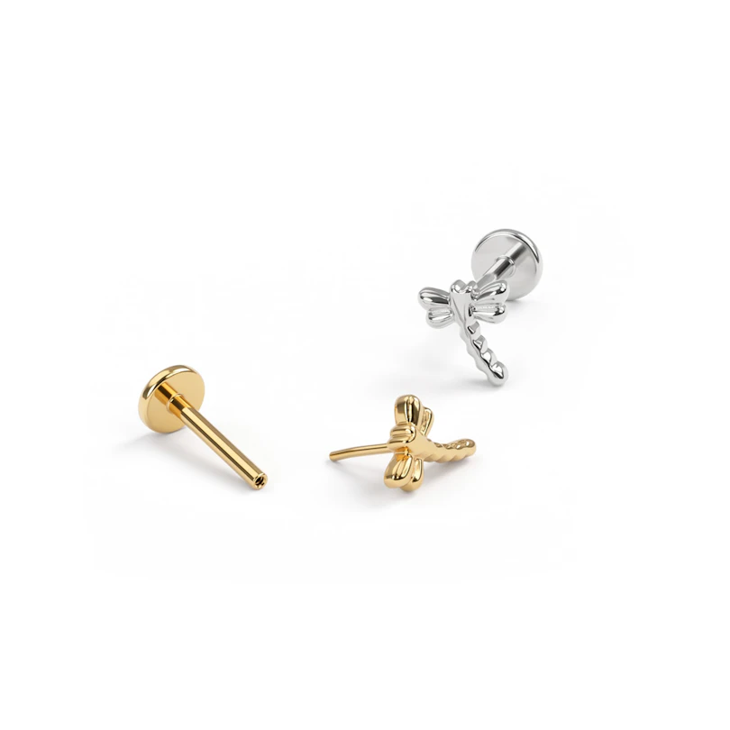 Labret de titanio con libélula