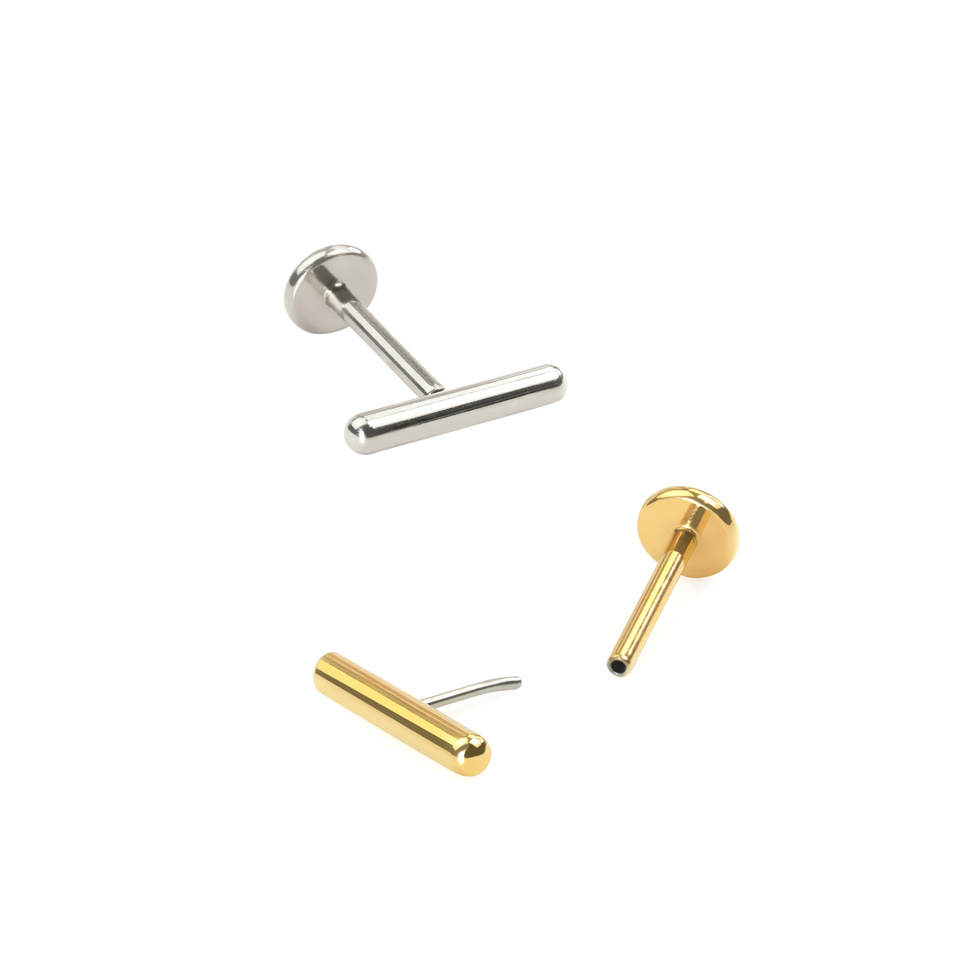 Labret de titanio con barra