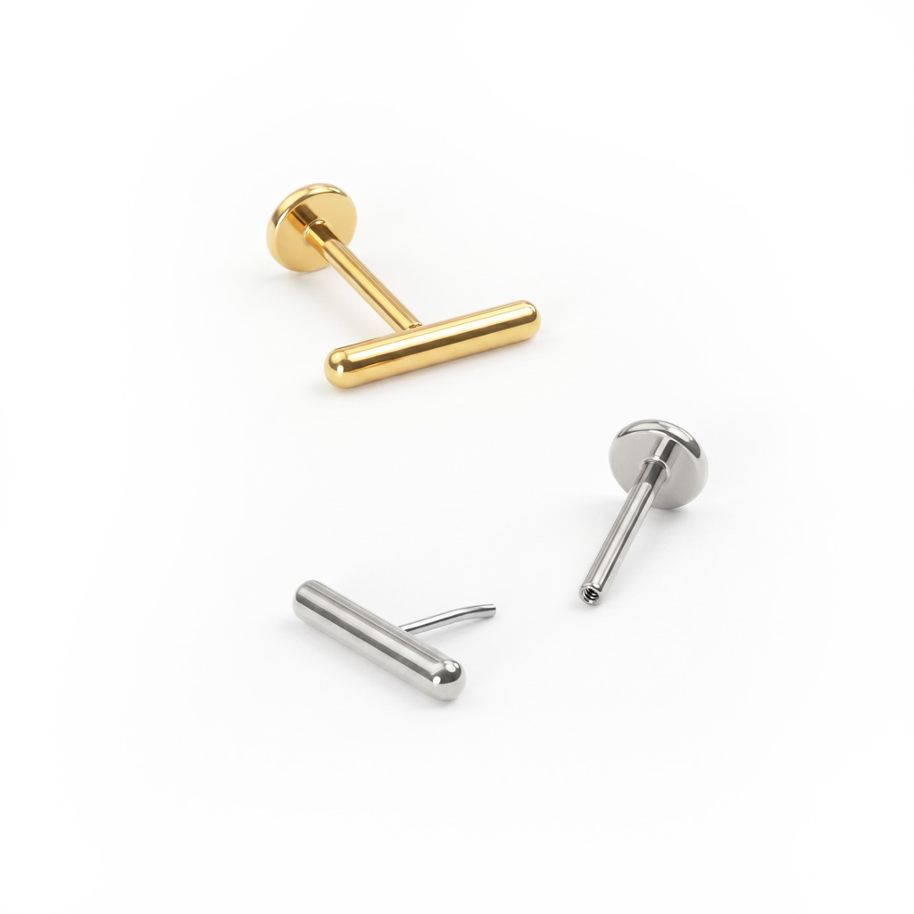 Labret de titanio con barra