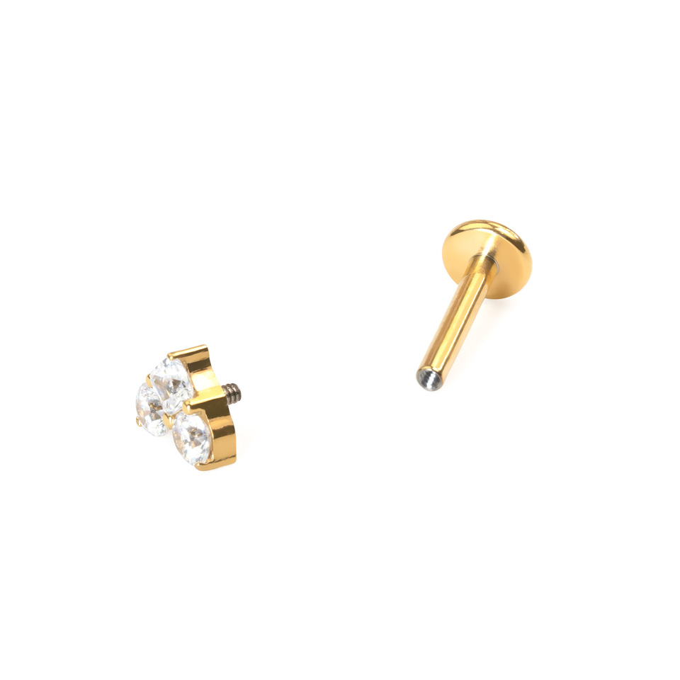 Labret de titanio en forma de corazón con piedras