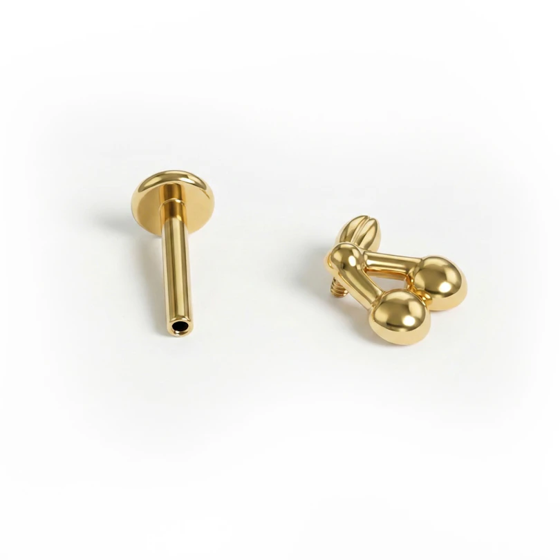 Labret de titanio con cerezas y parte plana