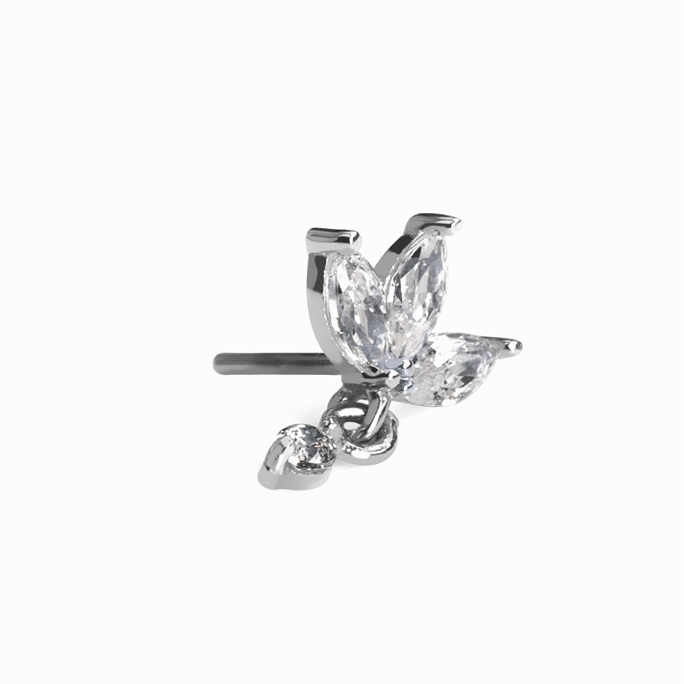 Joya push-in de oro 14K con flor de loto y colgante
