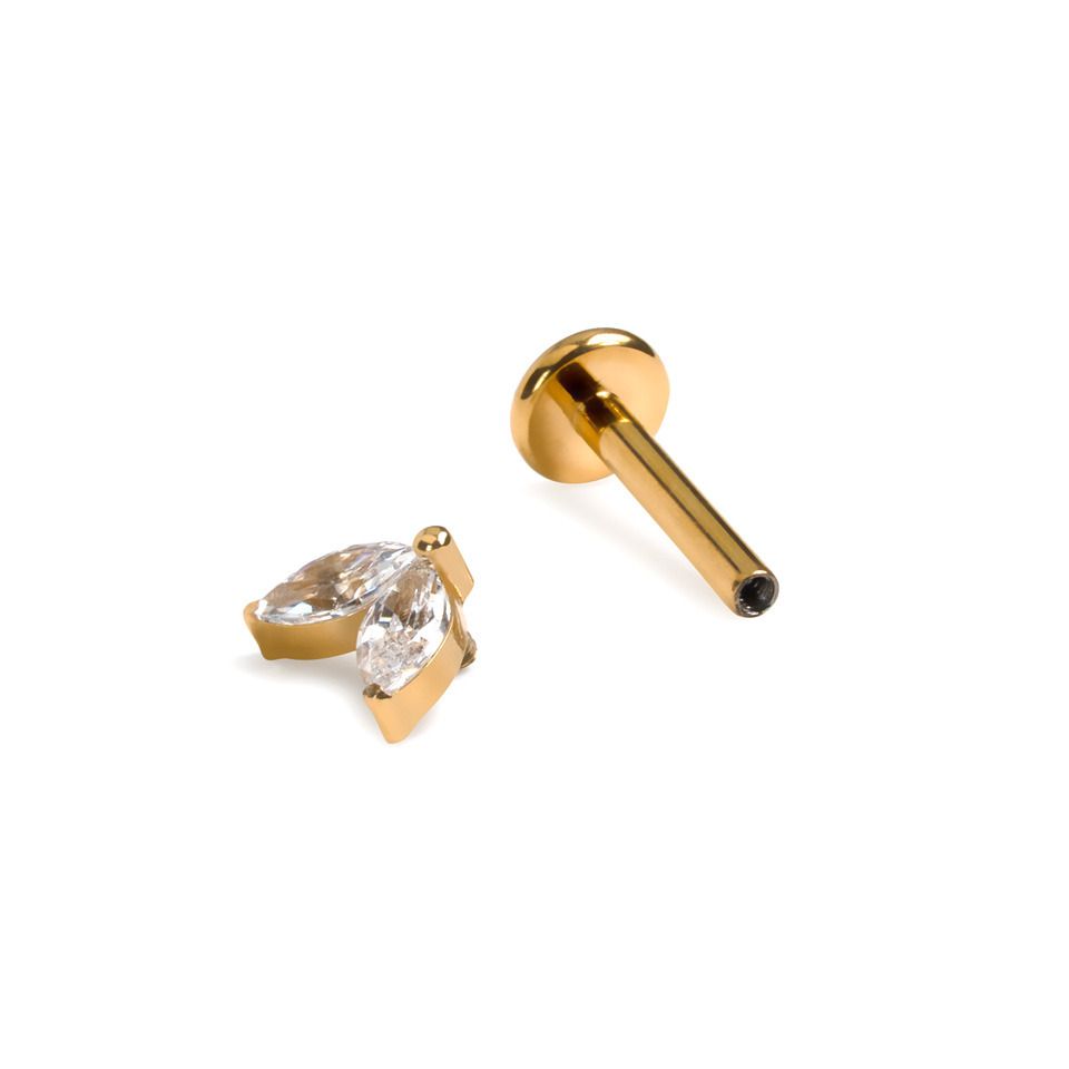 Labret de titanio con piedras gemelas