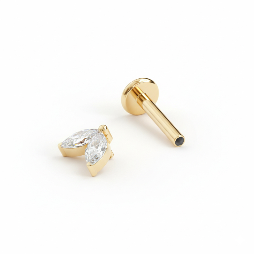 Labret de titanio con piedras gemelas