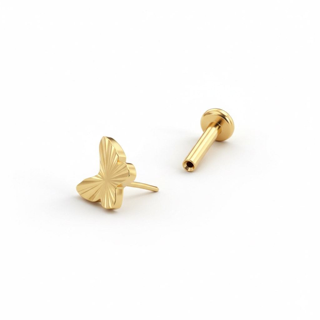 Labret de titanio de mariposa con relieve