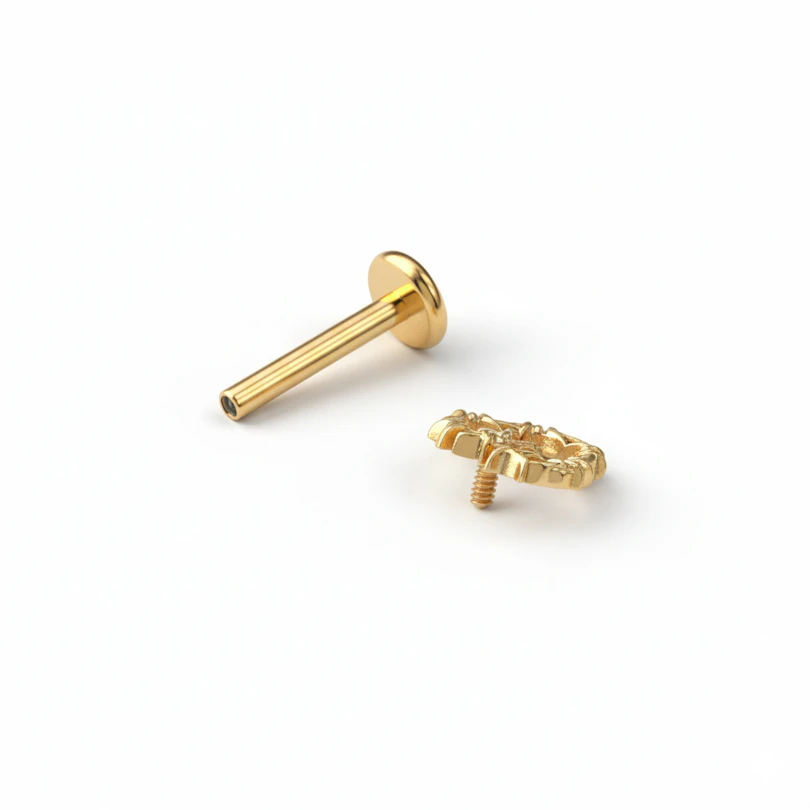 Labret de titanio con corazón de alambre