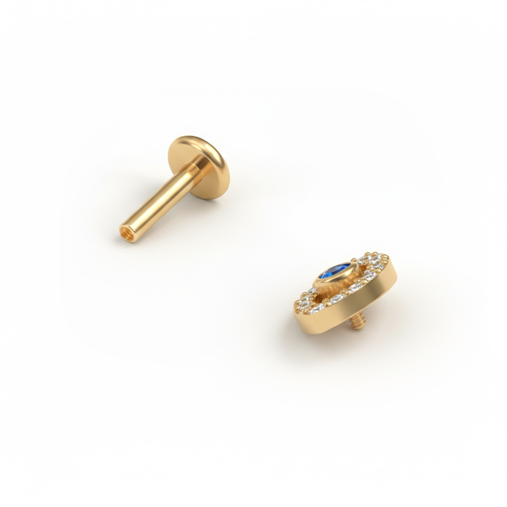 Labret de titanio con ojo turco