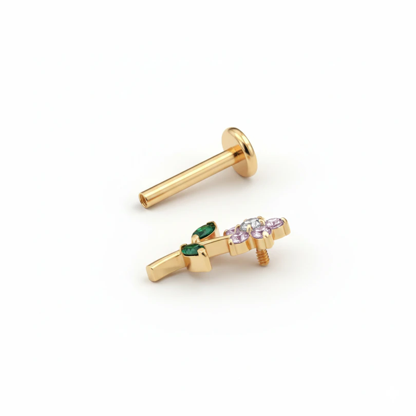 Labret florecilla con flat back