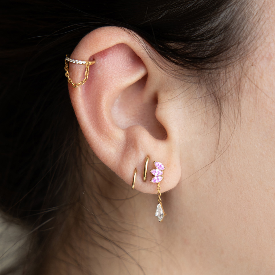 Labret de titanio con tres piedras y color a elegir