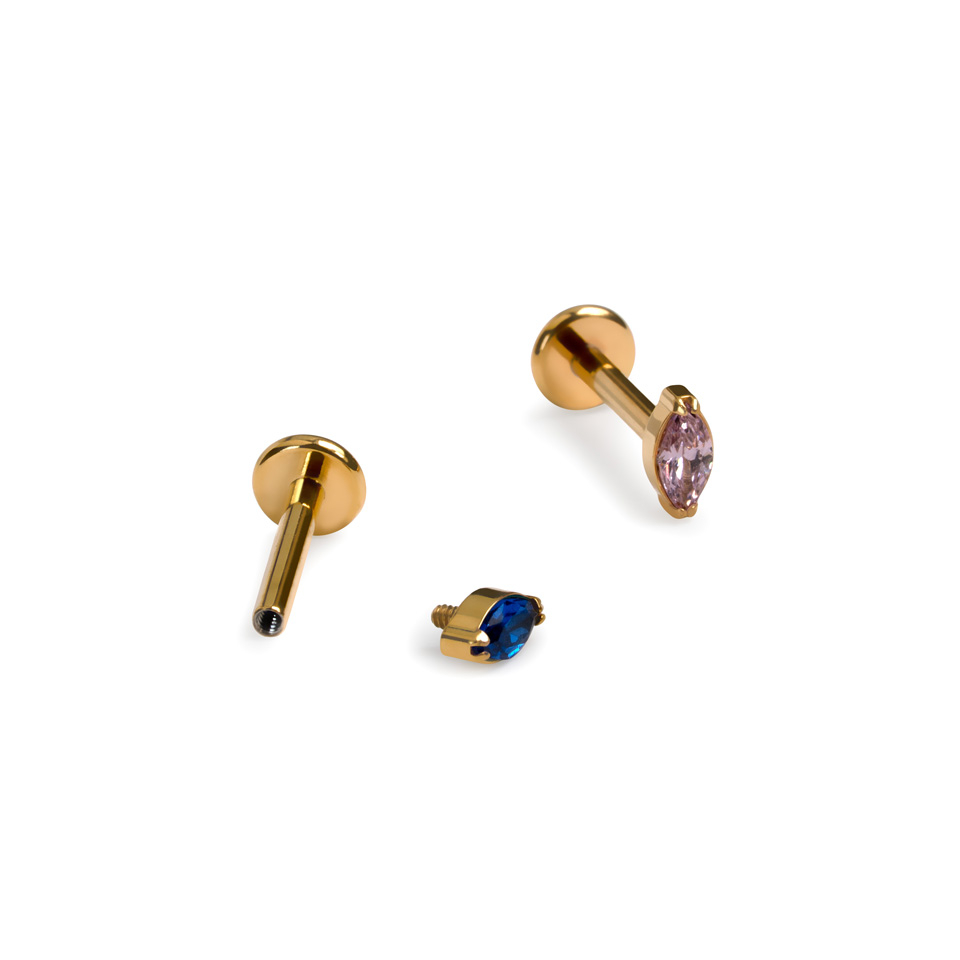 Labret de titanio con color de piedra a elegir