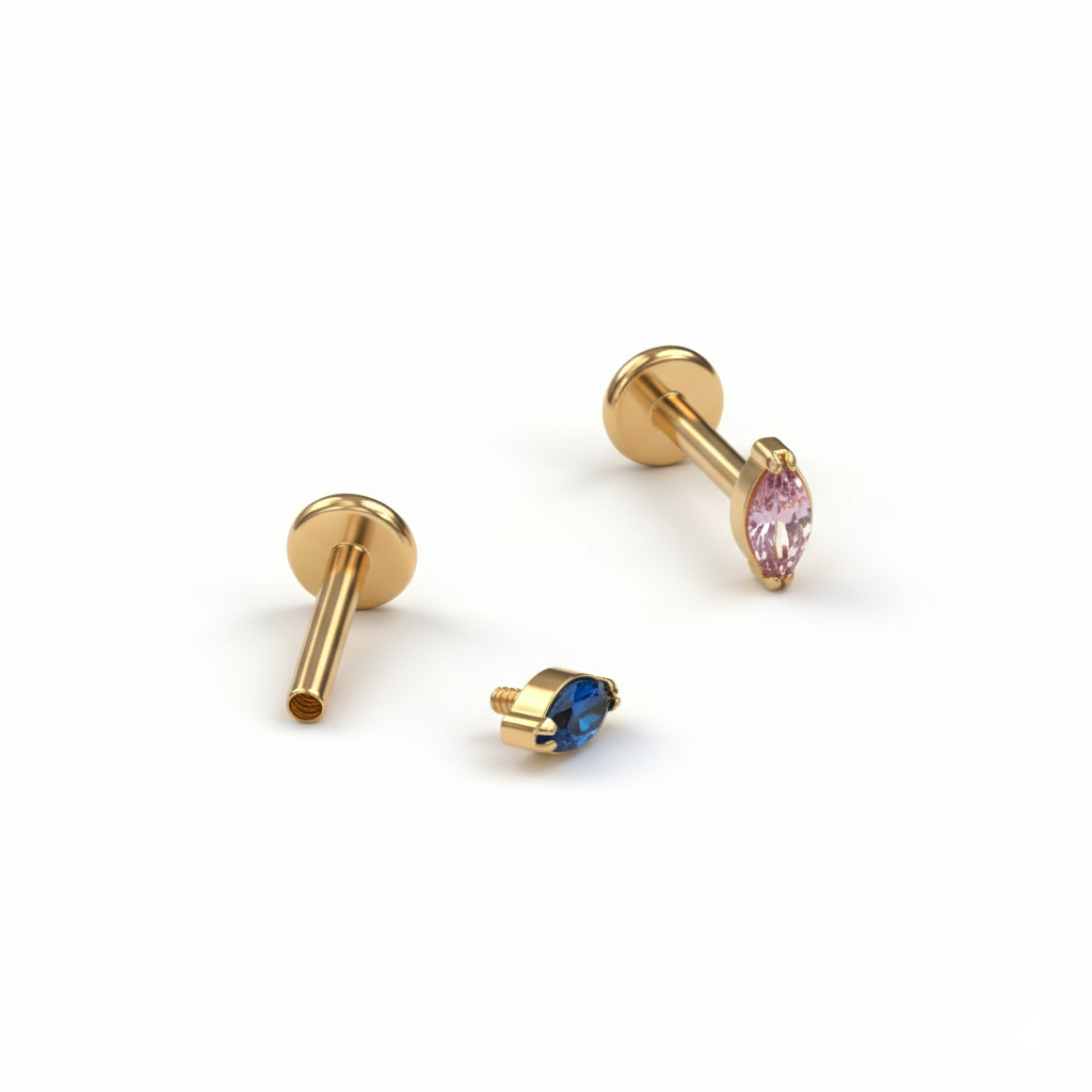 Labret de titanio con color de piedra a elegir