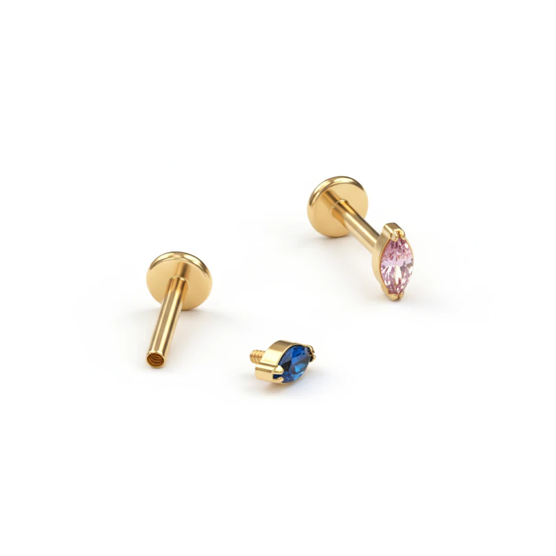 Labret de titanio con color de piedra a elegir