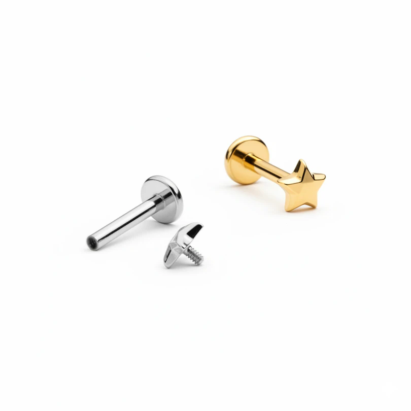 Labret de titanio con estrella multifacética