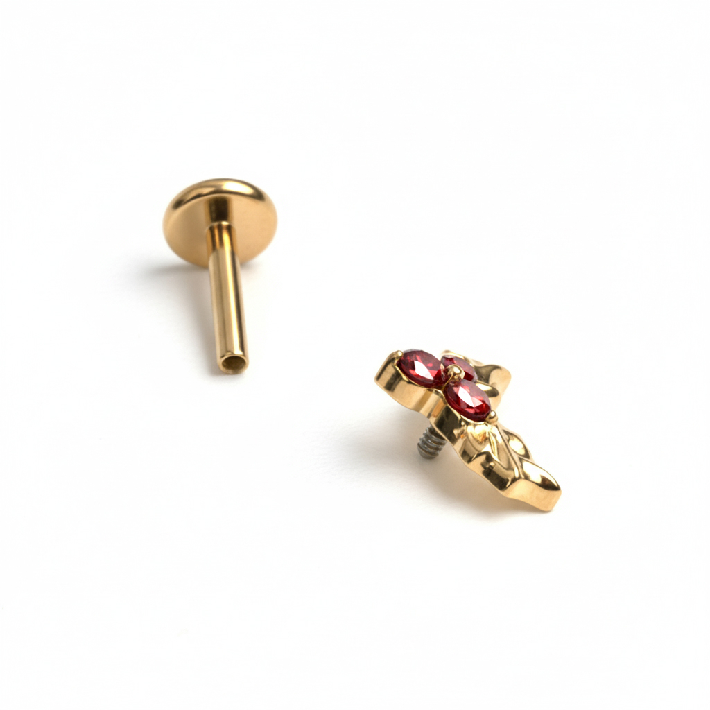 Labret hojas silvestres de titanio