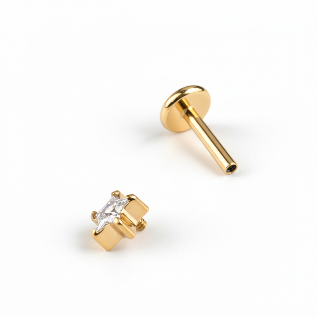 Labret de titanio con piedra en forma de estrella