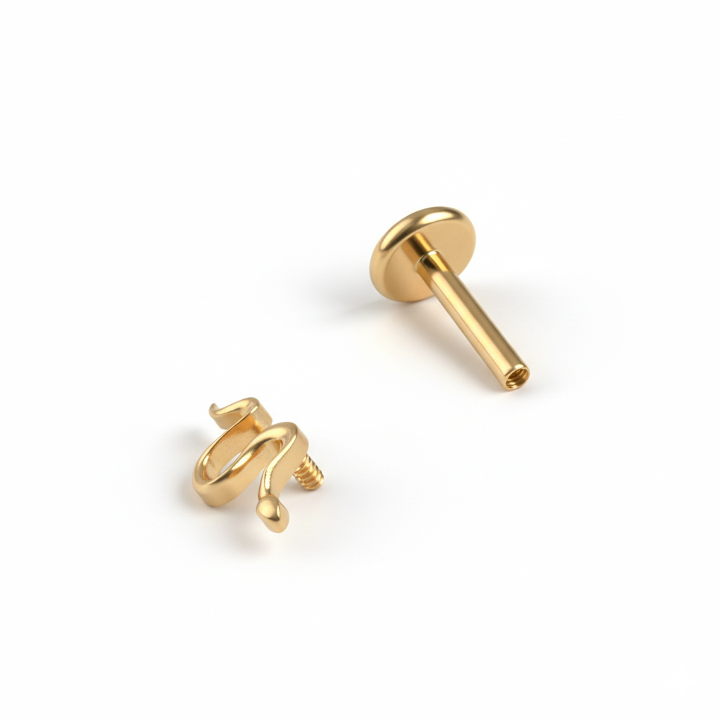 Labret de titanio con serpiente