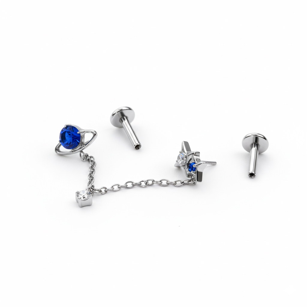 Dúo de labrets espaciales de titanio