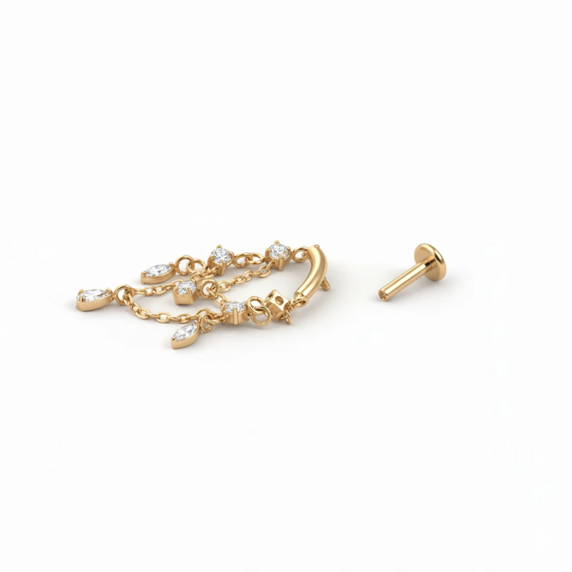 Labret con colgantes tipo candelabro de titanio