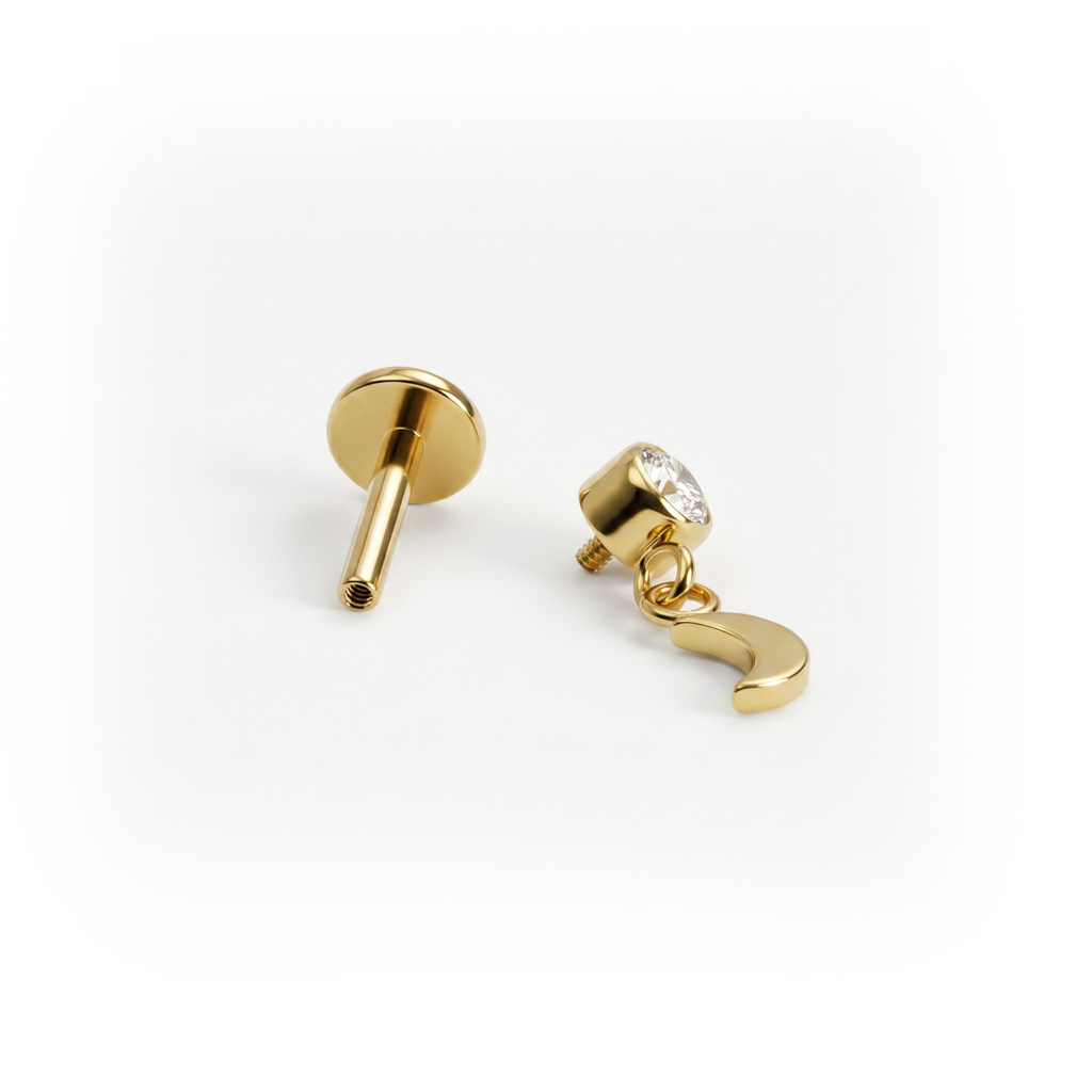 Labret de titanio con luna colgante