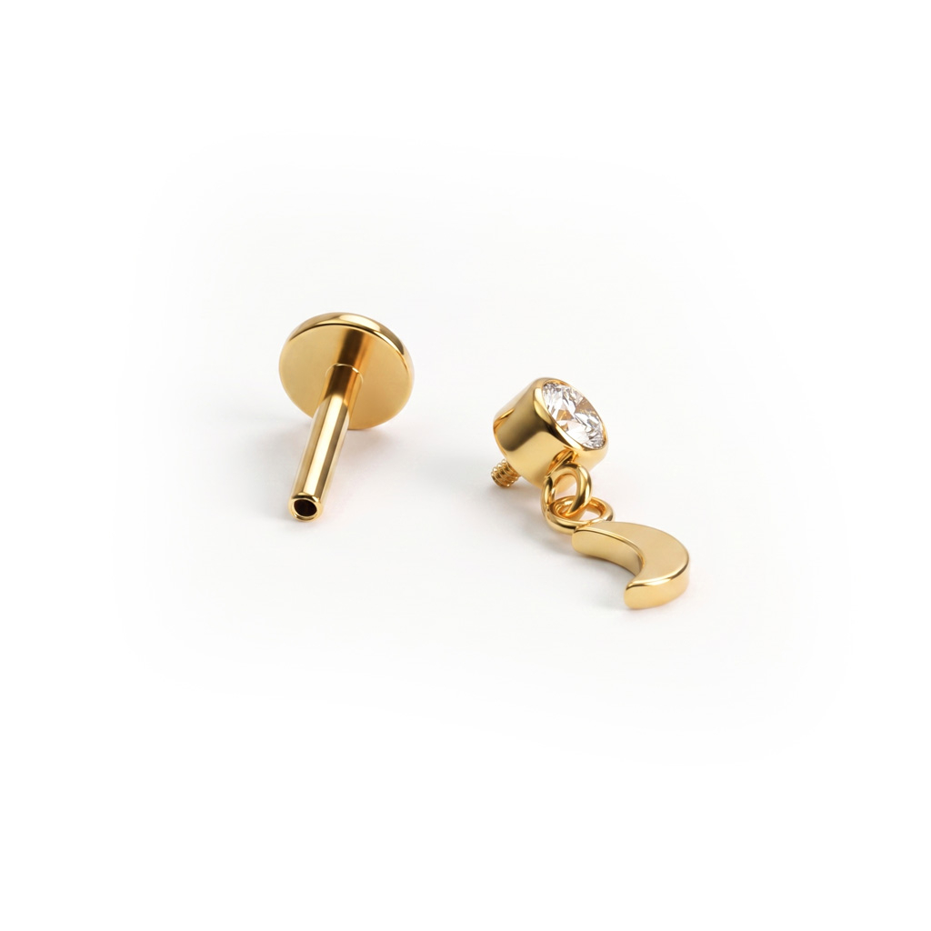 Labret de titanio con luna colgante