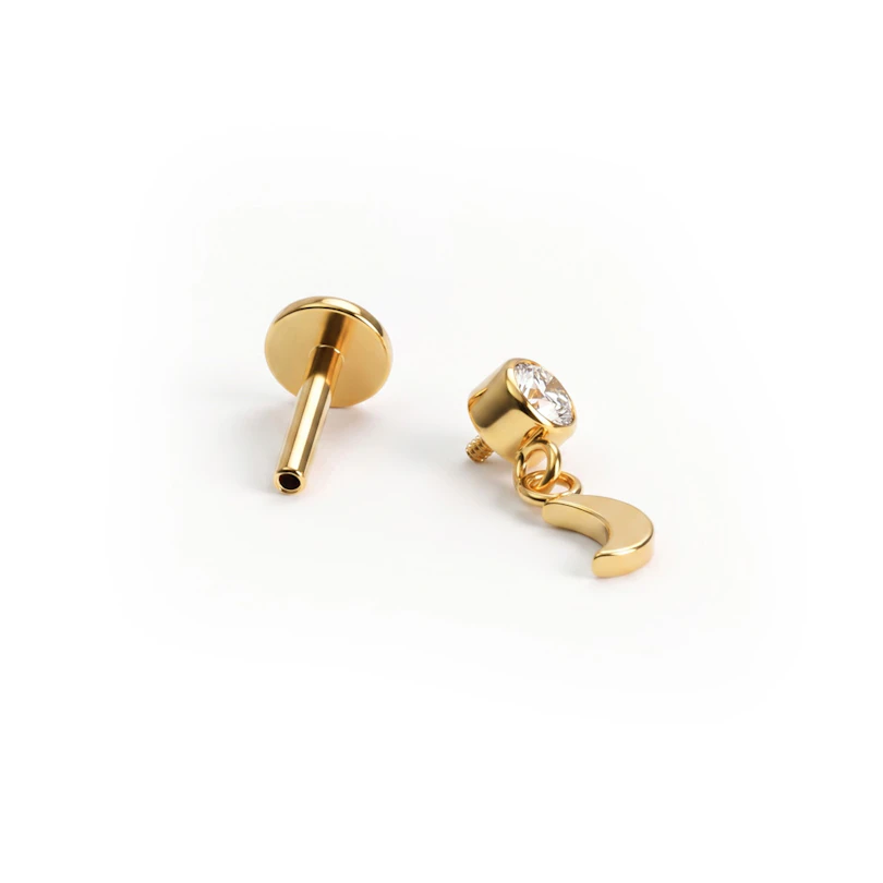Labret de titanio con luna colgante