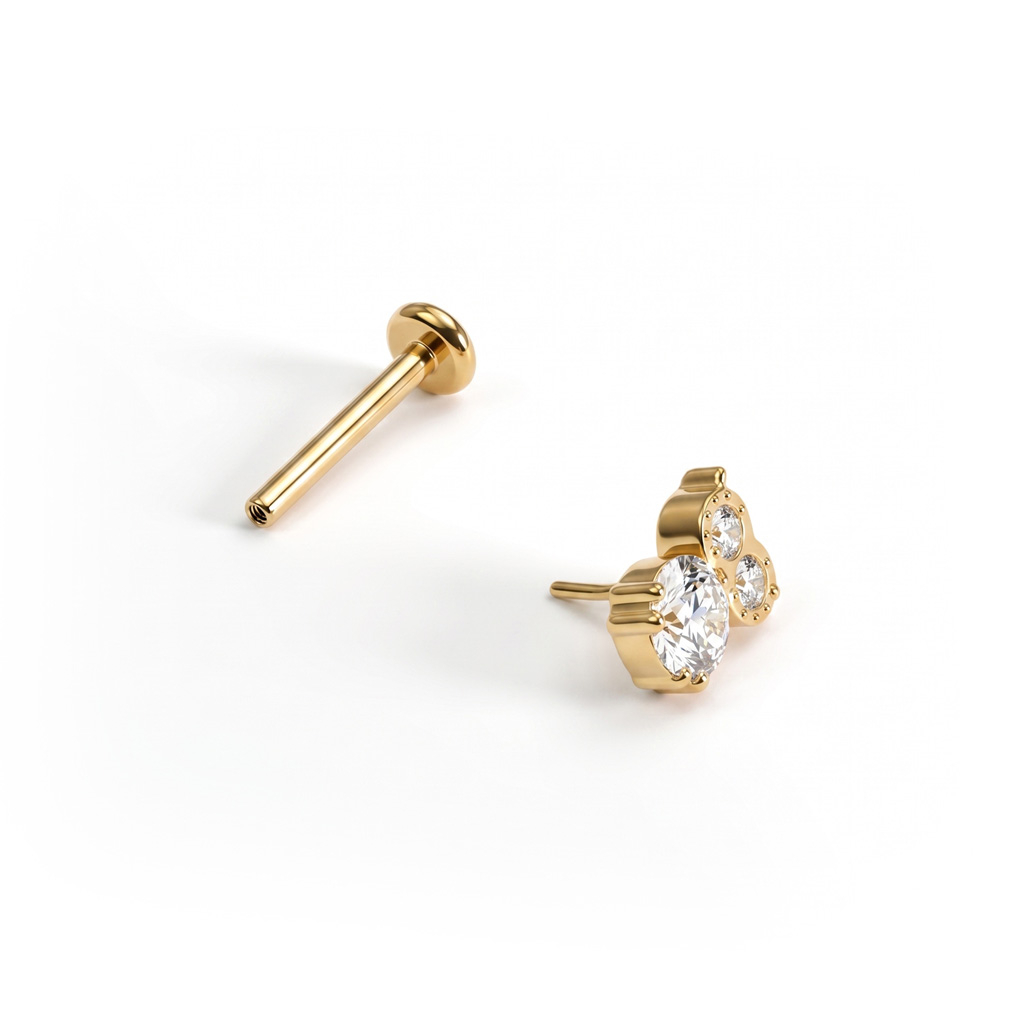 Labret búho de titanio con pedrería
