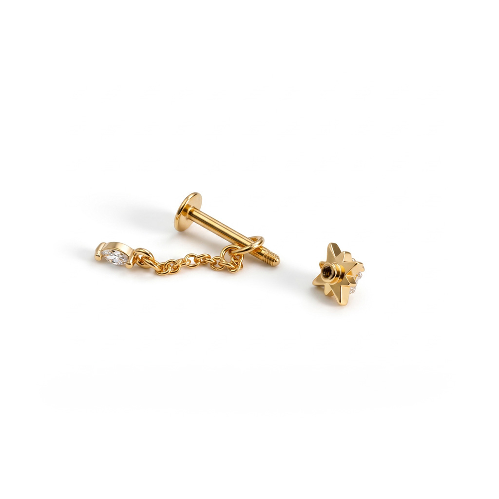 Labret de estrella con colgante