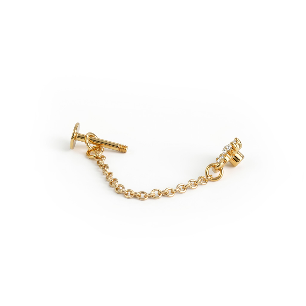 Labret flor con cadena