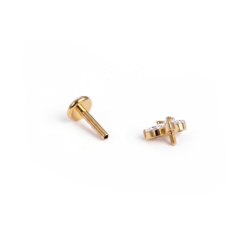 Labret de titanio con doble mariposa