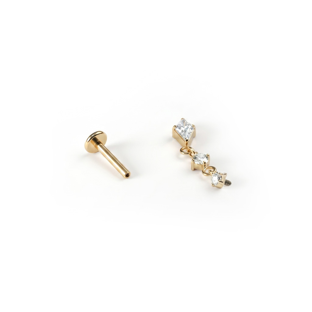 Labret de titanio con piedras en cascada