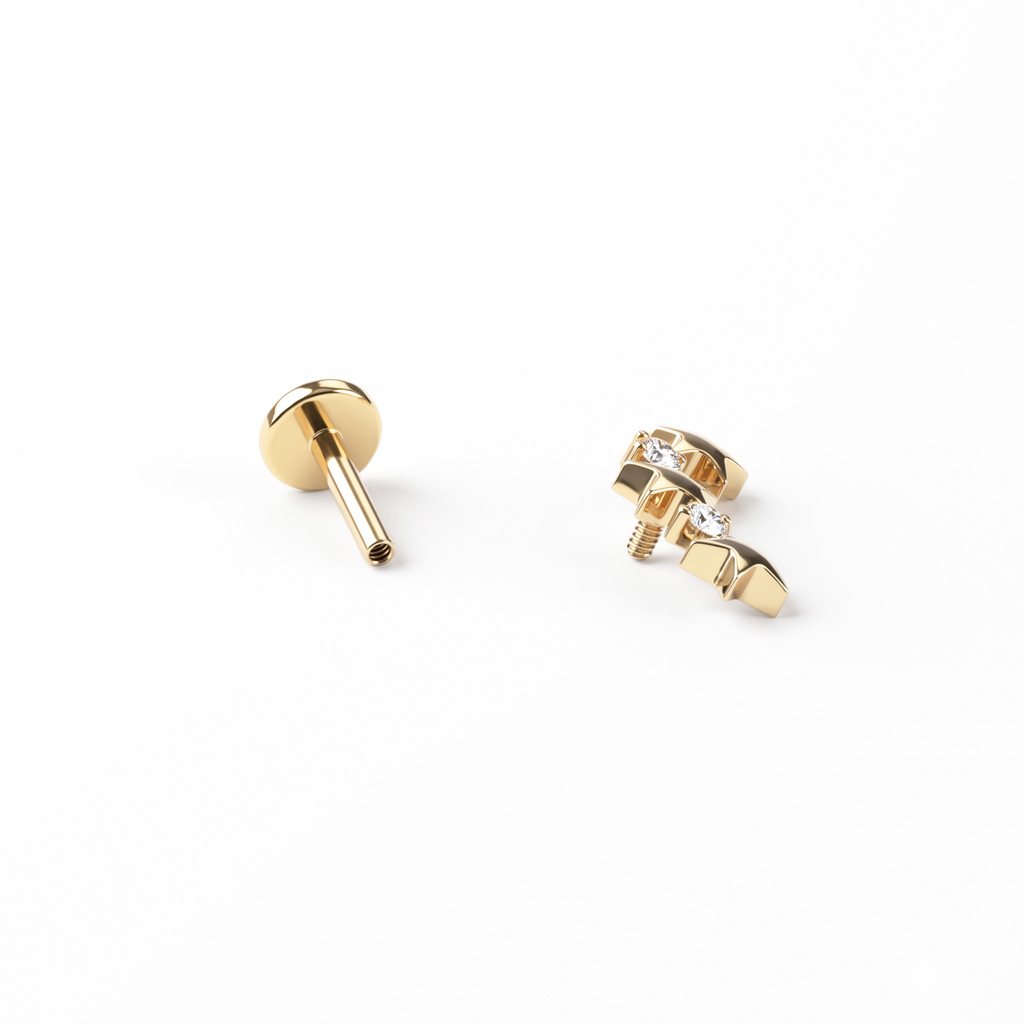 Labret de titanio con estrellas y piedras alternadas