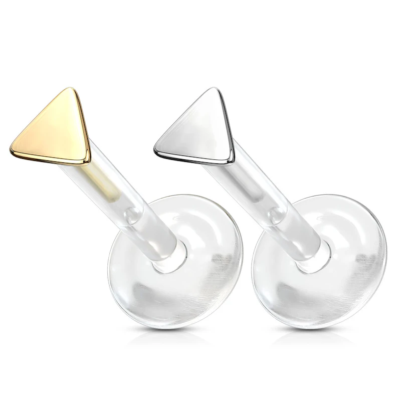 Labret con cuenta triangular de oro 14 quilates