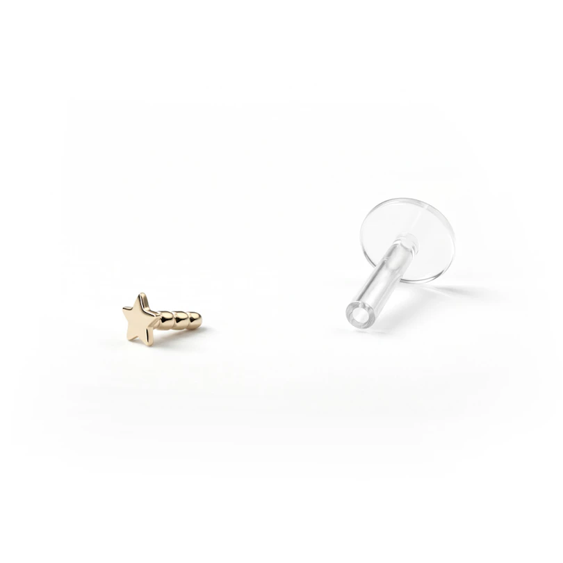 Labret con estrella en oro de 14 quilates