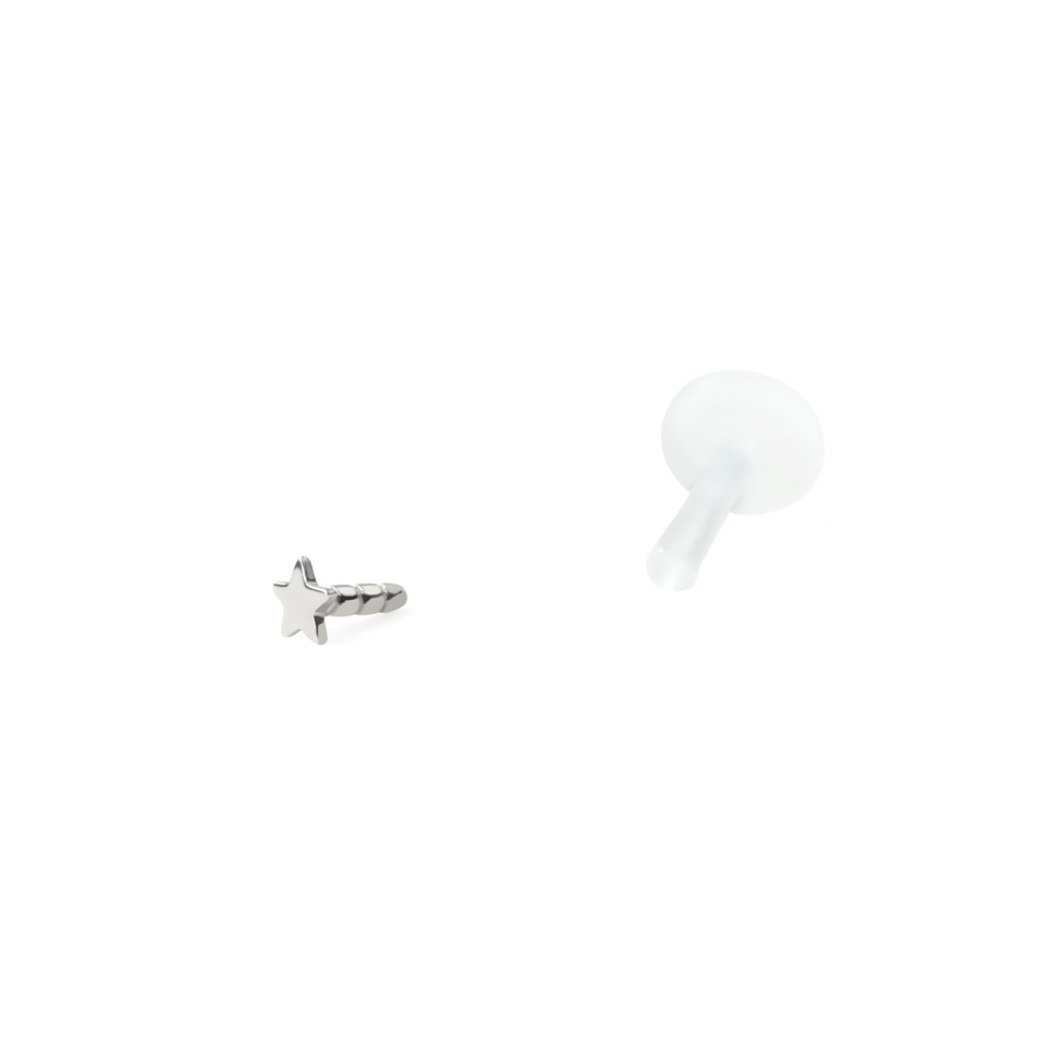 Labret con estrella en oro de 14 quilates
