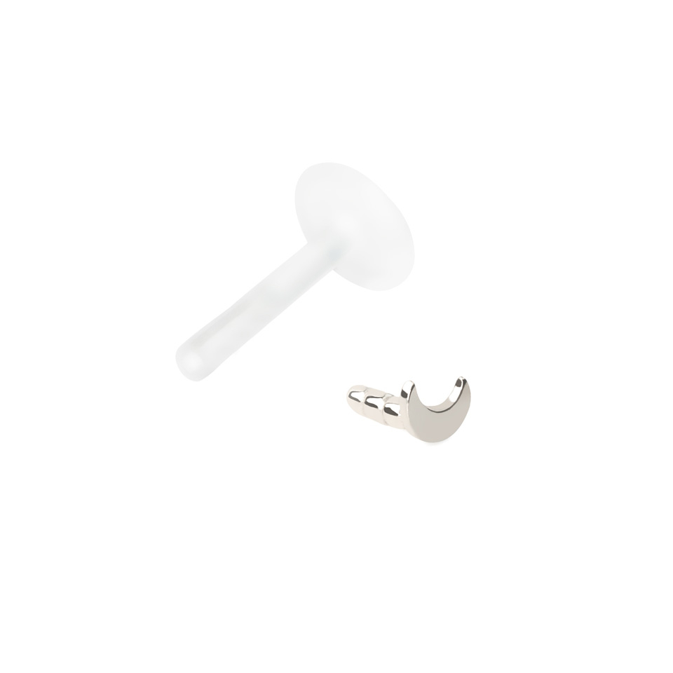 Labret con luna en oro de 14 quilates