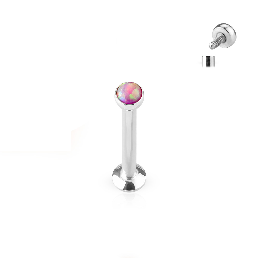 Labret con rosca interior y bola con ópalo