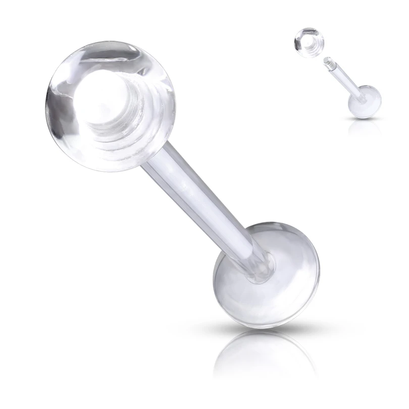 Labret con rosca y bola transparente