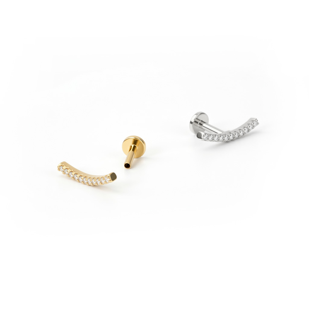Labret con rosca interna y cuenta curva empedrada