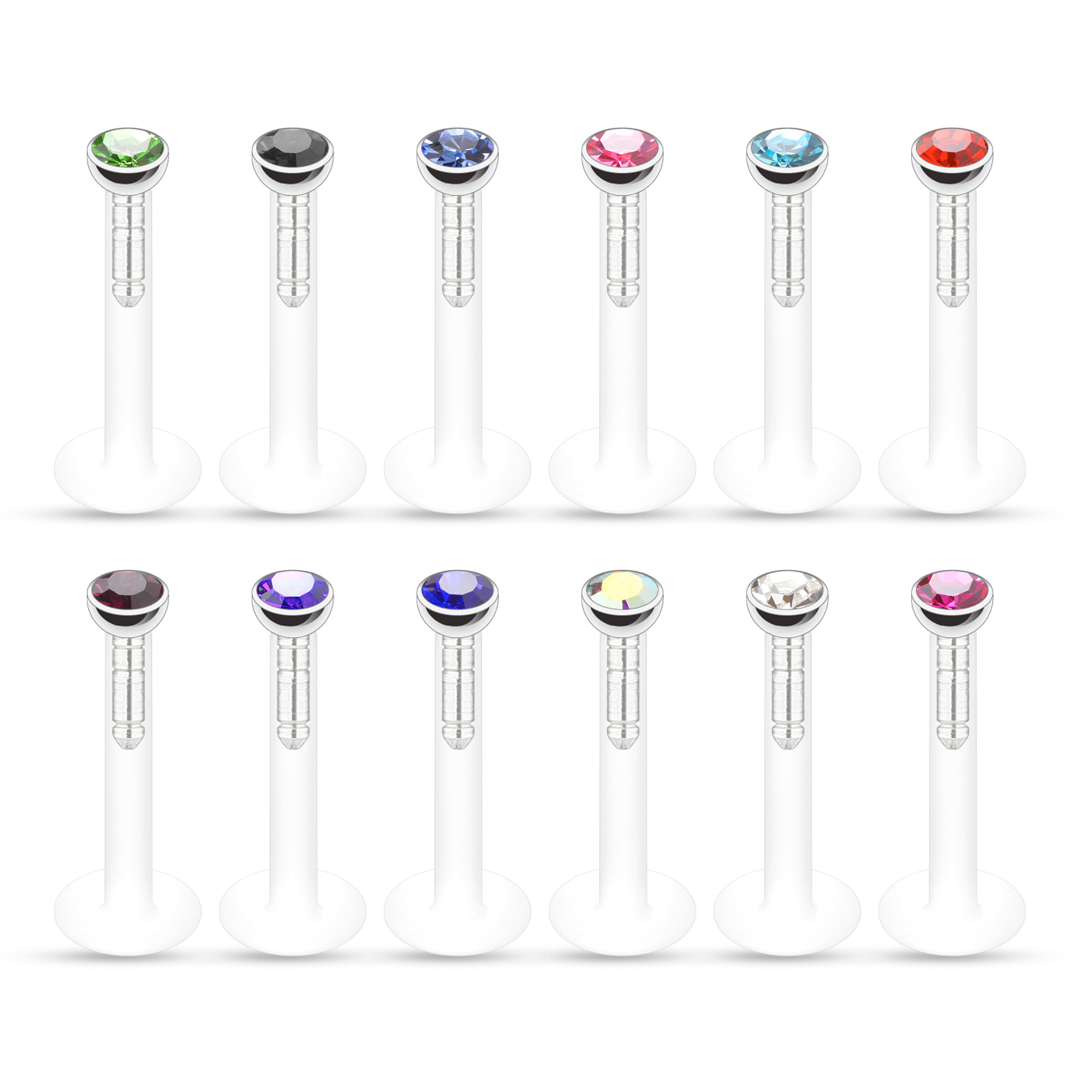 Labret de ptfe de brillantes de distintos colores