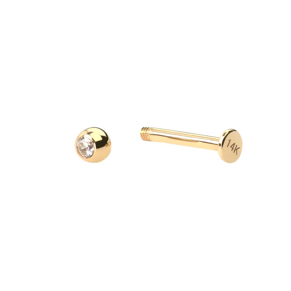 Labret en oro de 14 quilates con brillante