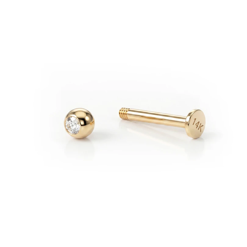 Labret en oro de 14 quilates con brillante