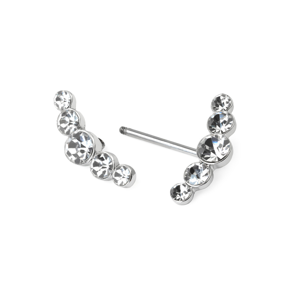 Piercing para el pezón con fila curva de brillantes