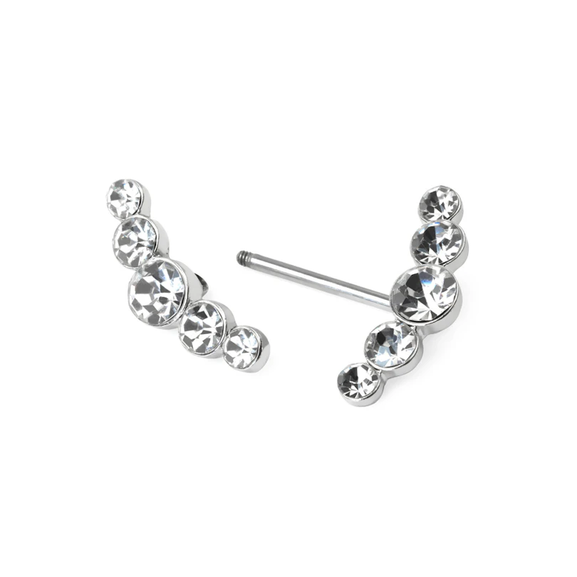 Piercing para el pezón con fila curva de brillantes