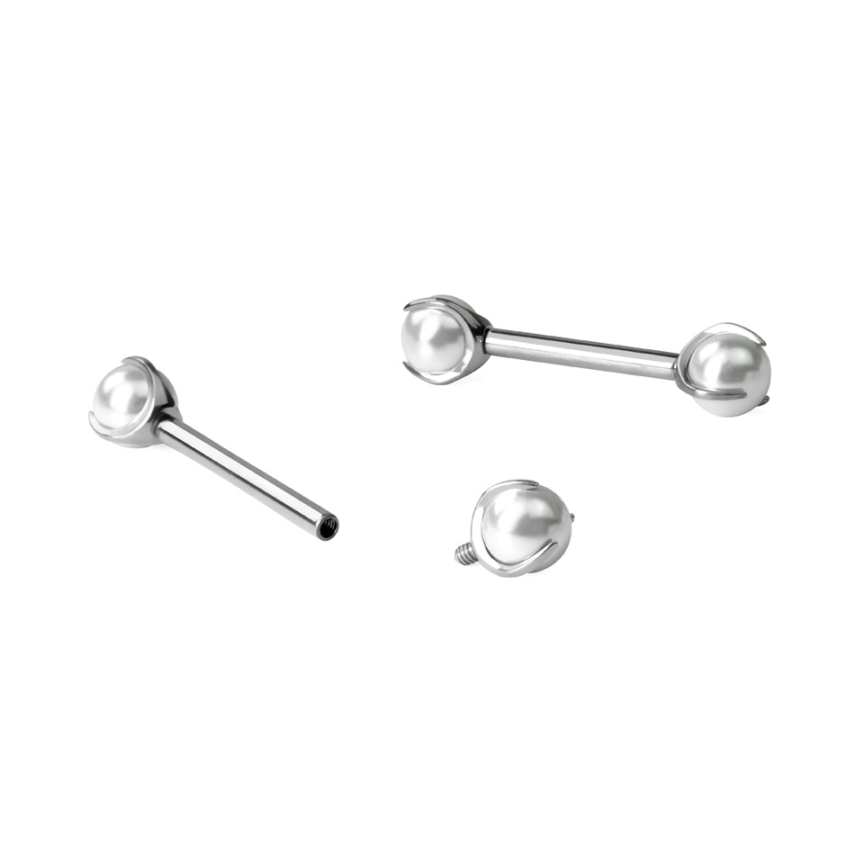 Barra para el pezón de titanio con perlas